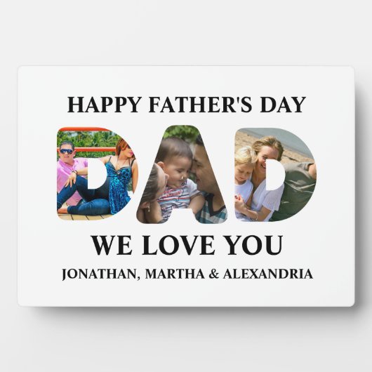 Creëer je eigen 3 fotocollage Happy Fathers dag Fotoplaat (voorkant)
