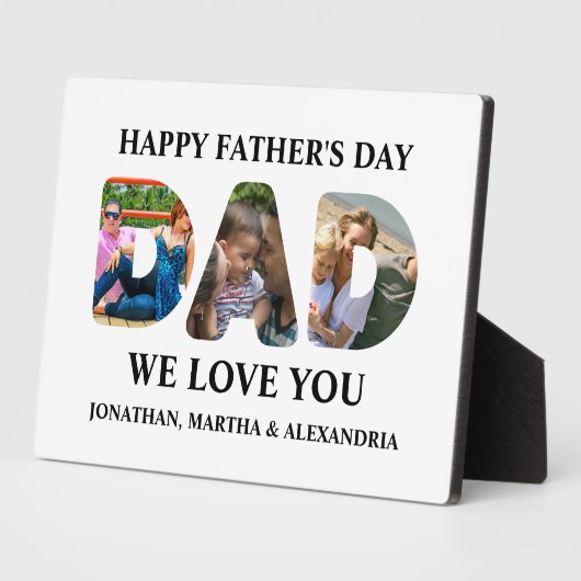 Creëer je eigen 3 fotocollage Happy Fathers dag Fotoplaat (Zijkant)
