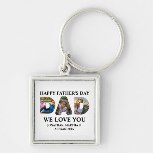 Creëer je eigen 3 fotocollage Happy Fathers dag Sleutelhanger (Voorkant)