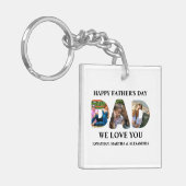 Creëer je eigen 3 fotocollage Happy Fathers dag Sleutelhanger (Voorkant Links)