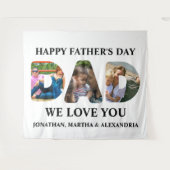 Creëer je eigen 3 fotocollage Happy Fathers dag Wandkleed (Voorkant (horizontaal))