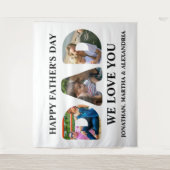 Creëer je eigen 3 fotocollage Happy Fathers dag Wandkleed (Voorkant)