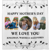 Creëer je eigen 3 fotocollage Happy Mothers dag Douchegordijn (Voorkant)
