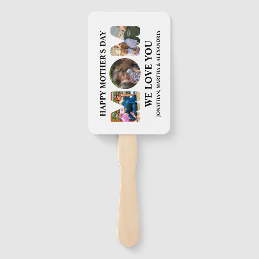 Creëer je eigen 3 fotocollage Happy Mothers dag Handwaaier (Achterkant)