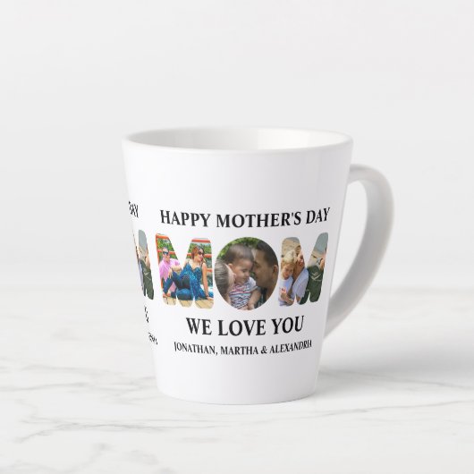 Creëer je eigen 3 fotocollage Happy Mothers dag Latte Mok (Rechterhoek)
