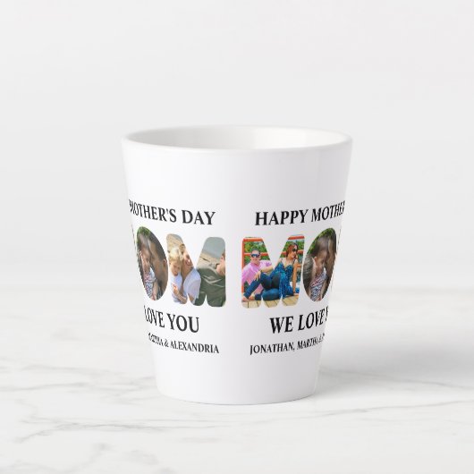 Creëer je eigen 3 fotocollage Happy Mothers dag Latte Mok (Voorkant)