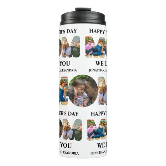 Creëer je eigen 3 fotocollage Happy Mothers dag Thermosbeker (Voorkant)