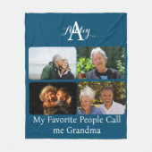 Creëer je eigen 4 Fotocollage Oma Monochrome Fleece Deken (Voorkant)