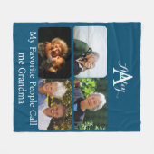 Creëer je eigen 4 Fotocollage Oma Monochrome Fleece Deken (Voorkant (Horizontaal))