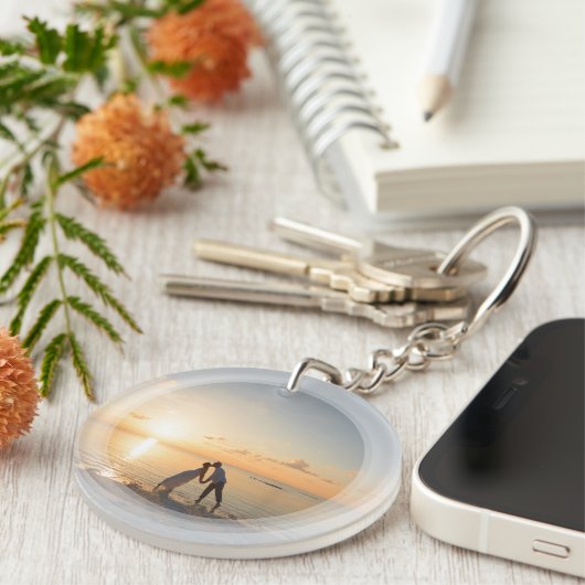 Creëer Je eigen aangepaste familie foto's bruiloft Sleutelhanger (Voorkant Rechts)