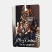 Creëer je eigen aangepaste familie kerstfeest metalen ornament (Voorkant links)