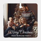 Creëer je eigen aangepaste familie kerstfeest metalen ornament (Voorkant)