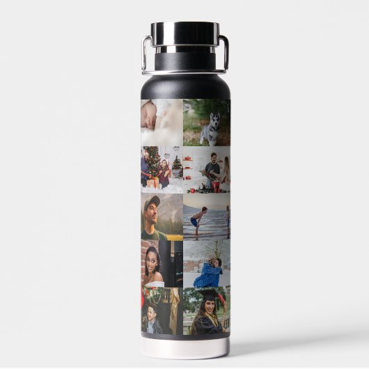 Creëer je eigen aangepaste fotocollage 20 foto's W Waterfles (Achterkant)