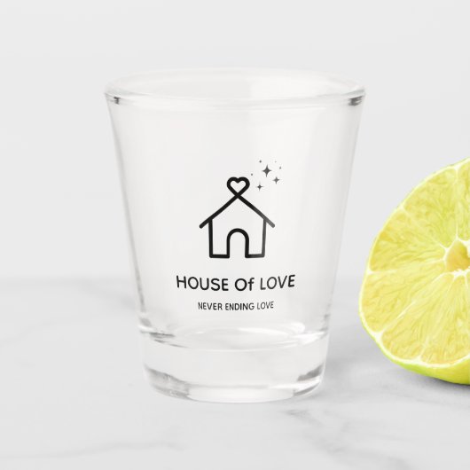 Creëer Je Eigen Aangepaste Ontwerp HUIS VAN LIEFDE Shot Glas (Voorkant)