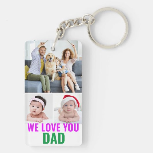 Creëer Je eigen aangepaste papa foto We houden van Sleutelhanger (achterkant)