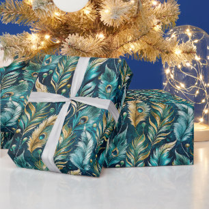 Creëer Je Eigen Abstract Pauwenveren Blauw Cadeaupapier