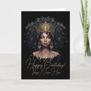 Creëer Je Eigen Afro-Amerikaanse Koningin Virgo Feestdagen Kaart