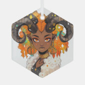 Creëer Je Eigen Afro-Amerikaanse Vrouw Ram Glas Ornament (Voorkant)