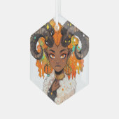 Creëer Je Eigen Afro-Amerikaanse Vrouw Ram Glas Ornament (Voorkant links)