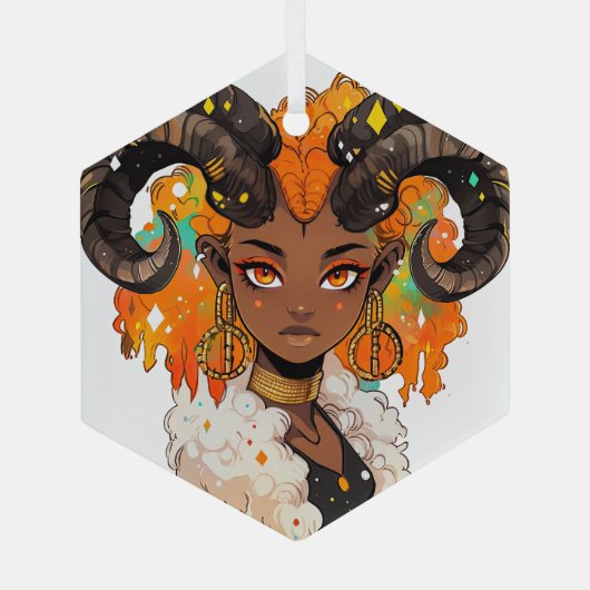 Creëer Je Eigen Afro-Amerikaanse Vrouw Ram Glas Ornament (Achterkant)