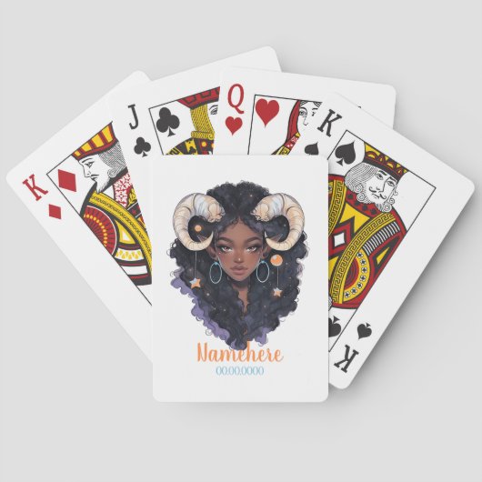 Creëer Je Eigen Afro-Amerikaanse Vrouw Steenbok Pokerkaarten (Achterkant)