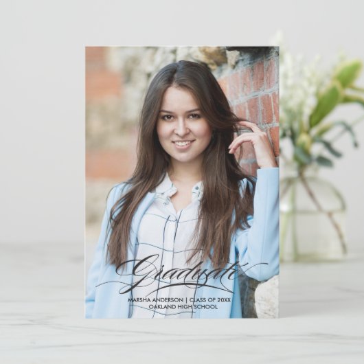 Creëer je eigen Afstuderen Foto-publicatiekaart Aankondiging (Staand voorkant)