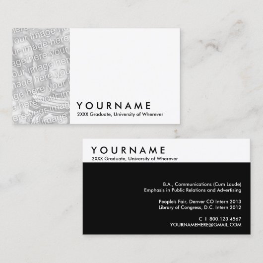 creëer je eigen afstuderen kaart contactkaartje (Voorkant / Achterkant)