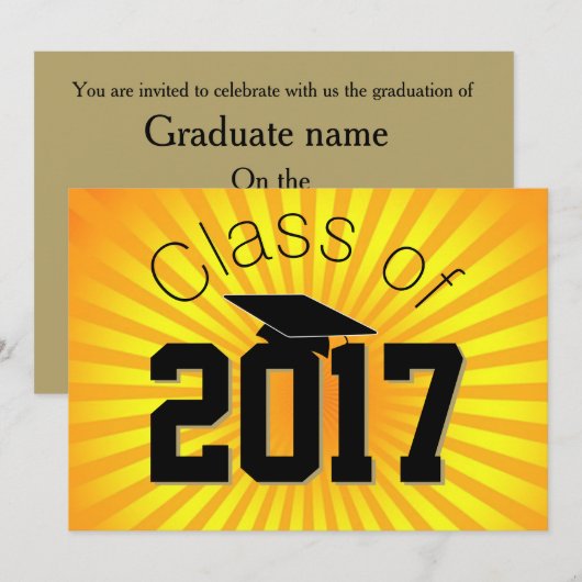 Creëer je eigen Afstuderen Kool aanpassen Uitnodig Kaart (Voorkant / Achterkant)