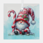 Creëer Je eigen baardpepermunt kerstgnoom Glas Ornament (Achterkant)