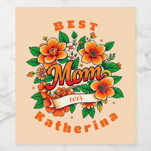 Creëer je eigen beste moeder ooit wijn etiket (Enkel label)