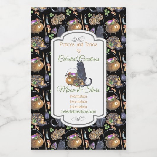 Creëer Je eigen Black Cat Tarot Magic Wijn Etiket (Enkel label)
