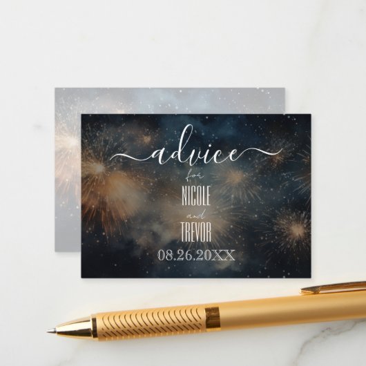 Creëer je eigen blauw geel vuurwerk advieskaart (Voorkant / Achterkant in situ)