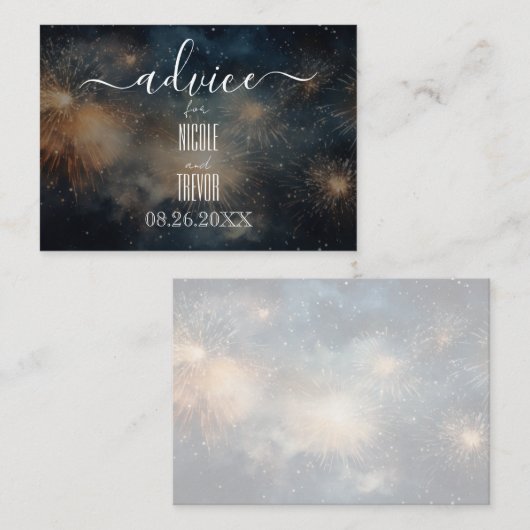 Creëer je eigen blauw geel vuurwerk advieskaart (Voorkant / Achterkant)