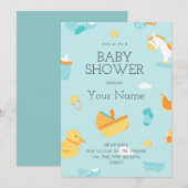 Creëer je eigen blauw is een Baby shower van een j Kaart (Voorkant / Achterkant)