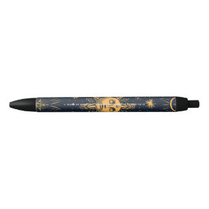 Creëer Je Eigen Blauwe Goud Hemelse Maan & Sterren Zwarte Inkt Pen