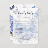 Creëer je eigen blauwe Waterverf vlinderbloemen RSVP Kaartje (Voorkant / Achterkant)