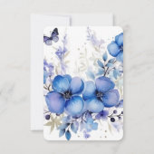Creëer je eigen blauwe Waterverf vlinderbloemen RSVP Kaartje (Achterkant)