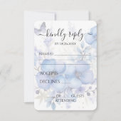 Creëer je eigen blauwe Waterverf vlinderbloemen RSVP Kaartje (Voorkant)