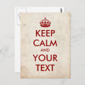 Creëer je eigen "Blijf kalm" (donkerrood) Briefkaart (Voorkant / Achterkant)