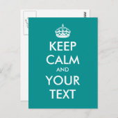 Creëer je eigen "Blijf kalm en draag door" (aqua) Briefkaart (Voorkant / Achterkant)