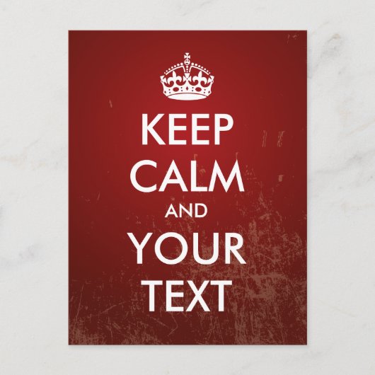 Creëer je eigen "Blijf kalm" (rode grunge) Briefkaart (Voorkant)