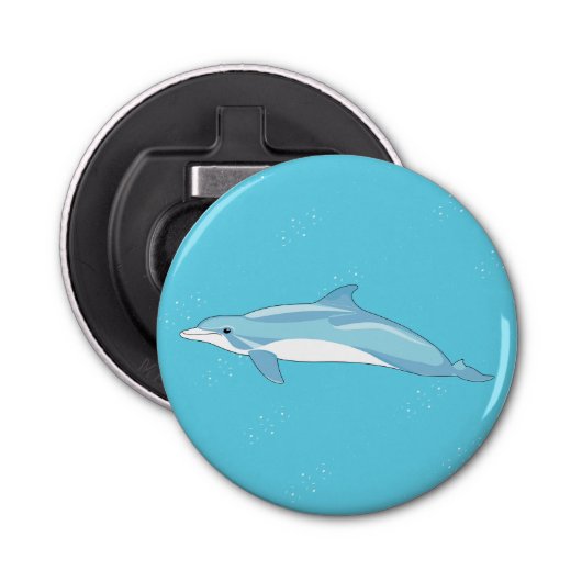 Creëer je eigen Blue Dolphin in zee Button Flesopener (Voorkant)