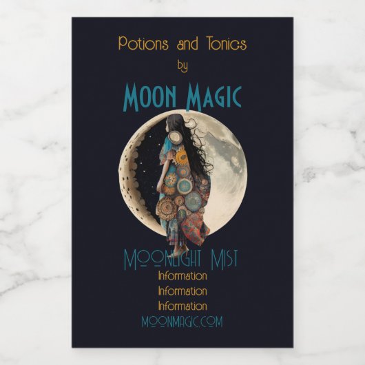Creëer Je eigen Boho Floral Moon Walk Wijn Etiket (Enkel label)