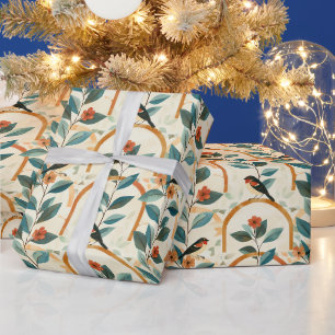 Creëer je eigen Boho Trellis Bogen Bloemen Vogels Cadeaupapier