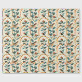Creëer je eigen Boho Trellis Bogen Bloemen Vogels Cadeaupapier (Vlak)