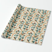 Creëer je eigen Boho Trellis Bogen Bloemen Vogels Cadeaupapier (Uitgerold)