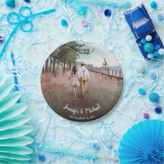 Creëer je eigen bruid en bruidefotobruiloft papieren bordje (Feest)