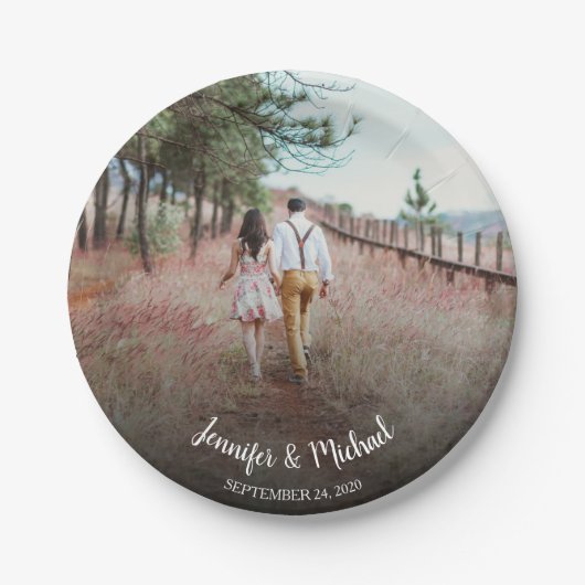 Creëer je eigen bruid en bruidefotobruiloft papieren bordje (Voorkant)