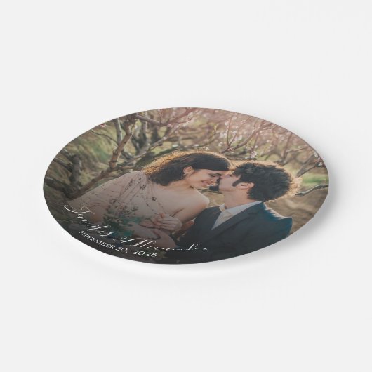 Creëer je eigen bruid en bruidefotobruiloft papieren bordje (Gekanteld)