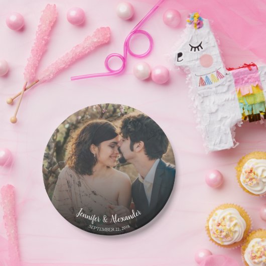 Creëer je eigen bruid en bruidefotobruiloft papieren bordje (Feest)